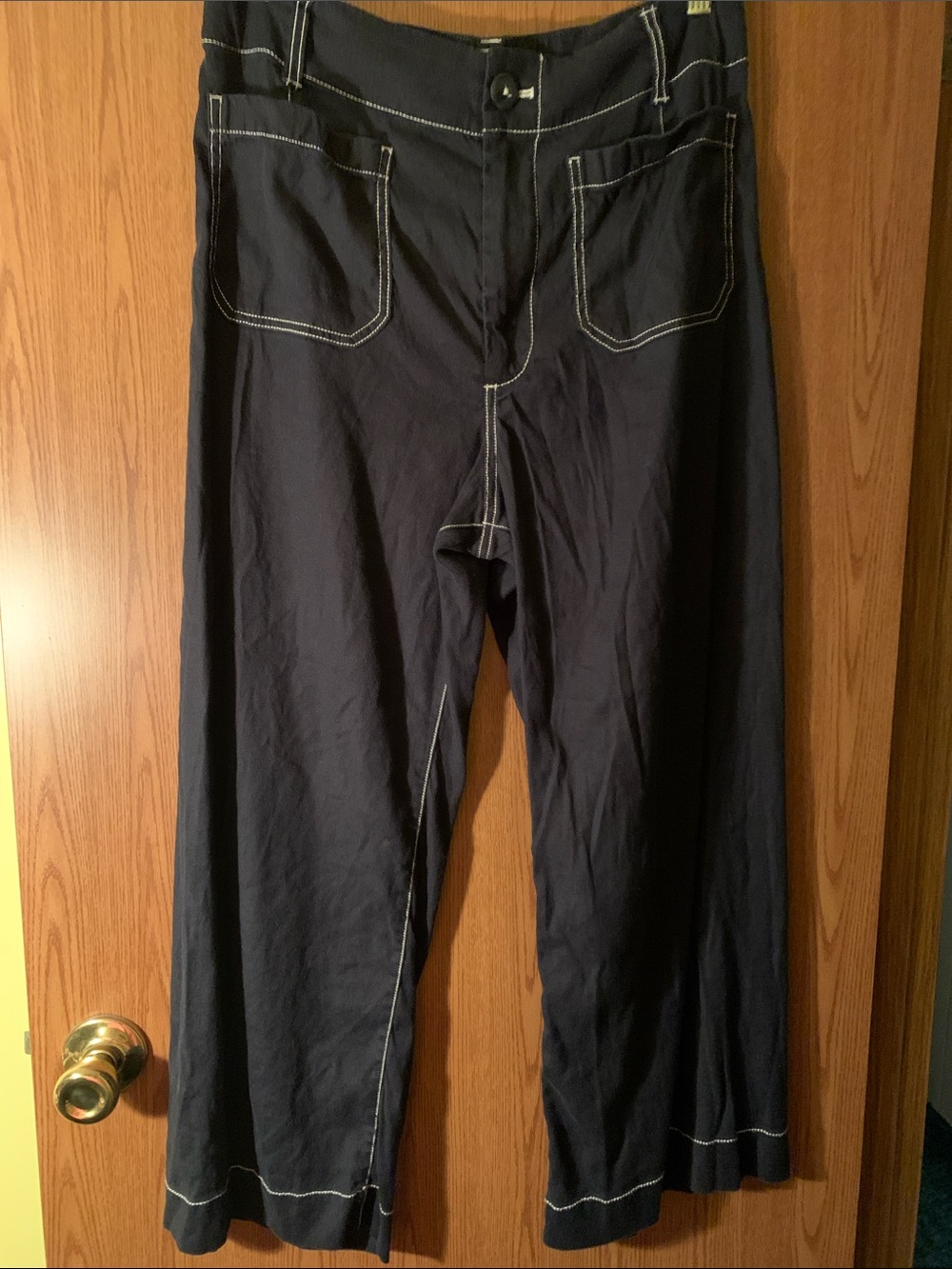 Maeve women’s Navy Wide-Leg Pants with Contrast Stitching Size 31